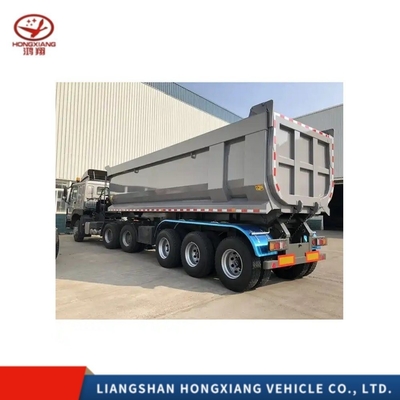 Aço 4 eixos de carga pesada lado de alumínio traseiro 30 50 60 toneladas hidráulico Semi-truck Dump Trailer