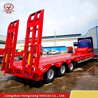 Customização 80tons 3 eixos Extensível 17m Semi-reboque de cama baixa com 12r22.5 Pneus