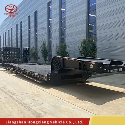 Caminhão de carga baixa de 60 a 80 t, semi-reboque de cama baixa com sistema de suspensão tipo braço cruzado