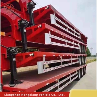 Peso de aterragem manual 3 eixos 40 FT 50 toneladas Semi-reboque de banco plano para transporte de contentores