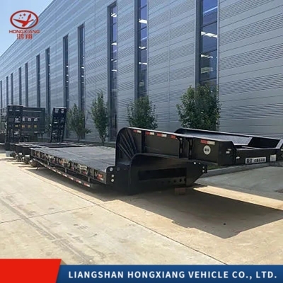 Semi-reboque de cama baixa 2/3/4 eixos 40 FT caminhões reboques com perna de pouso 28t aço durável