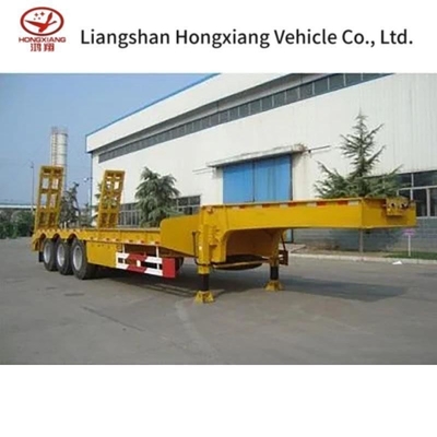2240mm 13m 60-80t Semi-trailer cama baixa para equipamento pesado Lowboy Semi-trailer de cama plana