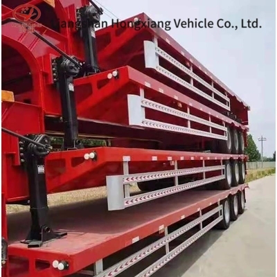 2240mm 13m 60-80t Semi-trailer cama baixa para equipamento pesado Lowboy Semi-trailer de cama plana