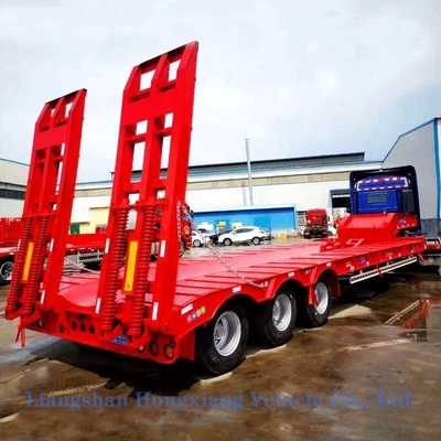 Personalização 3 eixo de cama baixa semi-reboque de cama plana baixa transportador de equipamentos pesados fabricado