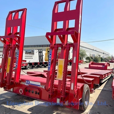 Personalização 3 eixo de cama baixa semi-reboque de cama plana baixa transportador de equipamentos pesados fabricado
