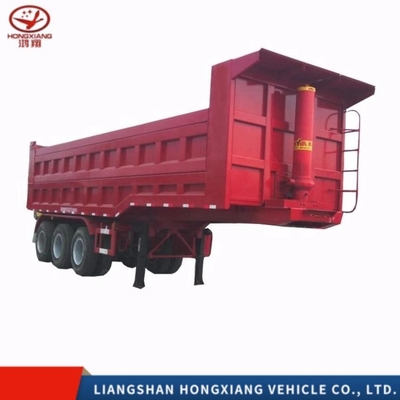 4 eixos Rectangular hidráulico de forma de fim traseiro Dump Semi-Carrier Trailer com 500 mm de feixe principal