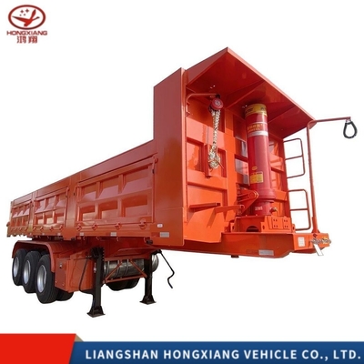 4 eixos Rectangular hidráulico de forma de fim traseiro Dump Semi-Carrier Trailer com 500 mm de feixe principal