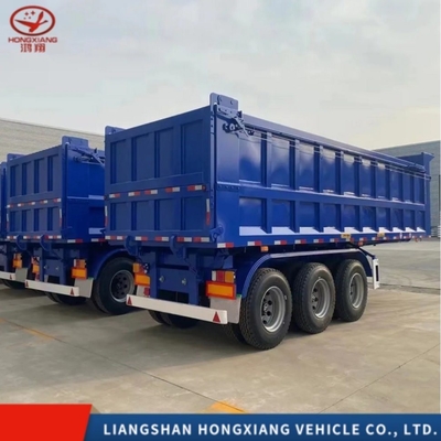 4 eixos Rectangular hidráulico de forma de fim traseiro Dump Semi-Carrier Trailer com 500 mm de feixe principal