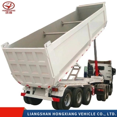 4 eixos Rectangular hidráulico de forma de fim traseiro Dump Semi-Carrier Trailer com 500 mm de feixe principal