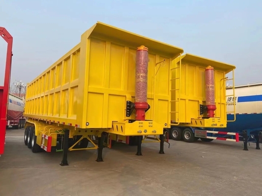 12 Número de pneu Semi-reboque de descarga 40t 50t Caminhão de 3 eixos em forma de U para trator hidráulico de mineração