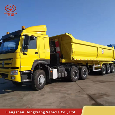 Métricos cúbicos Dumpper Tipper Semi Trailer 6 eixos para o mercado de aço de Gana