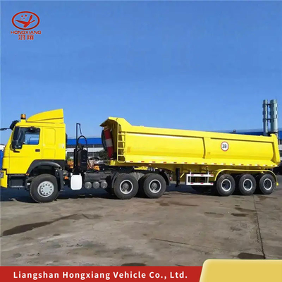 Métro cúbico hidráulico traseiro U forma 4 eixos Dump trailers End Tipper Semi trailer com 1