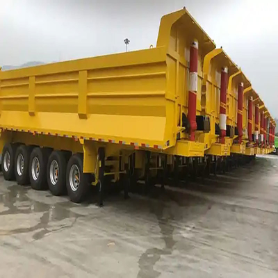 Métro cúbico hidráulico traseiro U forma 4 eixos Dump trailers End Tipper Semi trailer com 1