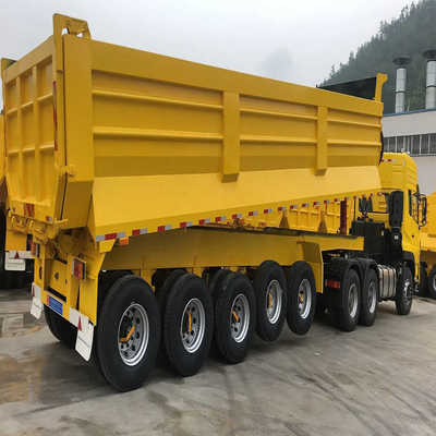Métro cúbico hidráulico traseiro U forma 4 eixos Dump trailers End Tipper Semi trailer com 1