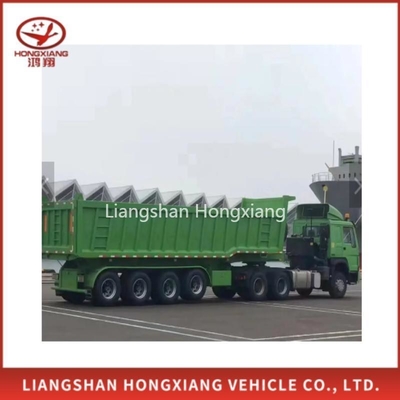 Tipo de braço cruzado 60tons 40FT Truck Tipping Trailer Box Semi Trailer Heavy Duty Suspensão mecânica de aço Superlink Dump Trailer