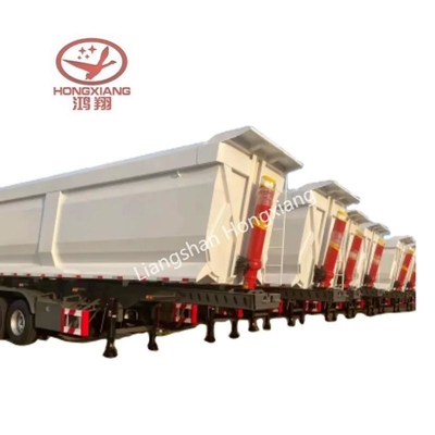 Não auto-dumping Tri-axles duplo lado Dump Tipper Semi-trailer Design de piso plano