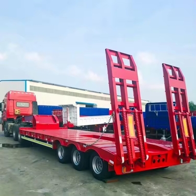 Semi-reboque hidráulico dobrável de pescoço de galinha de perfil baixo para transporte de escavadeiras e escavadeiras