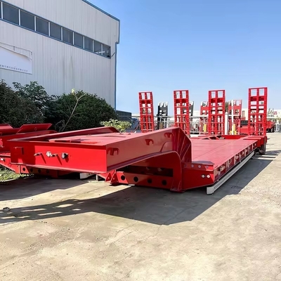 Semi-reboque de cama baixa com coluna de ganso desmontável para equipamento pesado e transporte