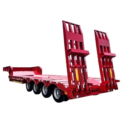 Avançado de 2 eixos 40t Container de cama baixa Chassis Trailer de cama plana com perna de pouso manual