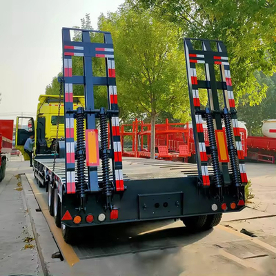 Pneus número 12 Extensível 3 eixos Trailers Low Bed Duplo Hidráulico Lowbed Semi Truck Trailers