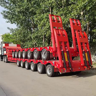 Pneus número 12 Extensível 3 eixos Trailers Low Bed Duplo Hidráulico Lowbed Semi Truck Trailers