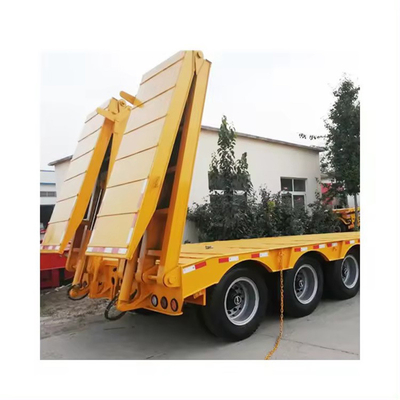 40ft 60ft Semi-trailer Lowbed com longo pescoço de galinha e três linhas seis eixos última versão