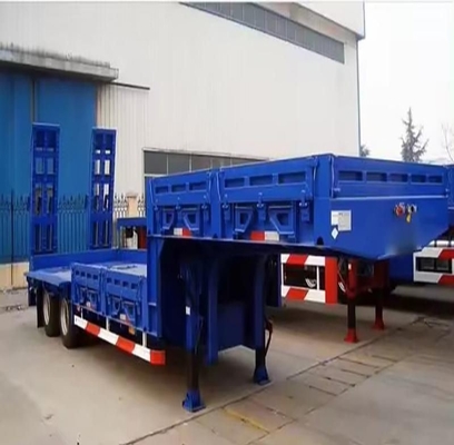 Reboque de caminhão de 3 eixos de 13m50t com chassi plano e reboque hidráulico extensível