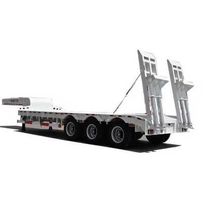 Escadaria mecânica Tri Axles Trailer de piso plano Lowboy Trailer para transporte de máquinas 1