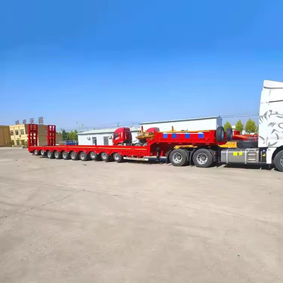 180T 200T Extensible Modular Low Bed Flatbed Trailer 16 eixos em 8 linhas Carregador de carga pesada