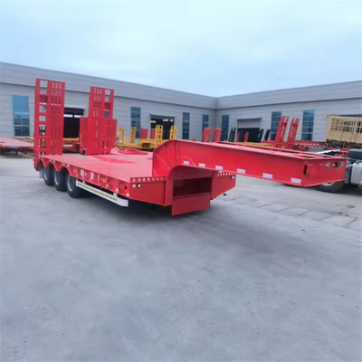 40FT 3 eixo 60ton Multi-Eixe Low Flatbed Trailer com rampa hidráulica e personalizável