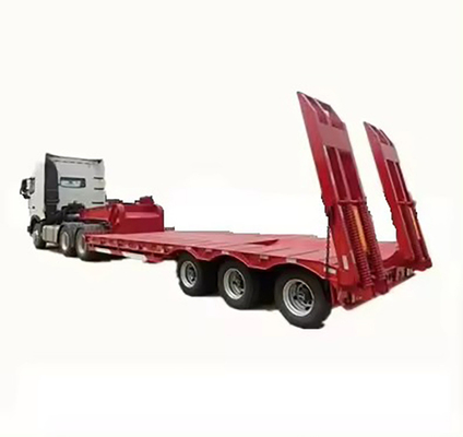 3 eixos 40 FT Flatbed 50 Ton Container Low Boy Low Bed Semi-Trailer com tipo de piso plano