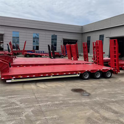 3 eixos 40 FT Flatbed 50 Ton Container Low Boy Low Bed Semi-Trailer com tipo de piso plano