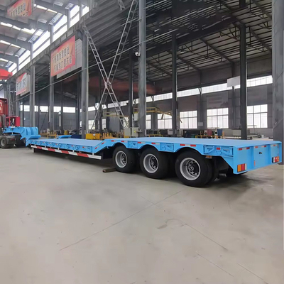 3 eixos 40 FT Flatbed 50 Ton Container Low Boy Low Bed Semi-Trailer com tipo de piso plano