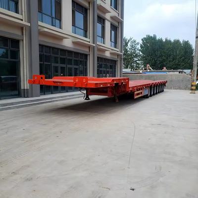 6 eixos 15m 60ft de cama plana baixa Lowboy Semi-trailer com eixo de 13t para entrega