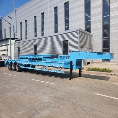 40FT 3 eixos Container de cama baixa de pescoço de galinha Semi-reboque de cama plana com escalada larga