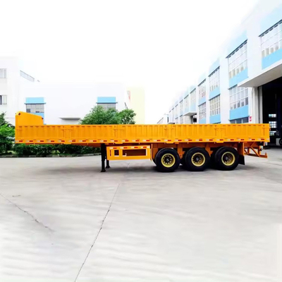 40FT 3 eixos Container de cama baixa de pescoço de galinha Semi-reboque de cama plana com escalada larga