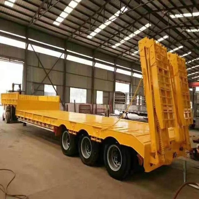 12 m de cama plana de carga semi-reboques com 3 eixos pescoço de ganso de transporte cama baixa