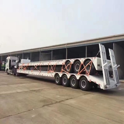 Sistemas de suspensão de tipo braço traseiro 10 Pneus 4 eixos Lowboy Trailer com escada hidráulica