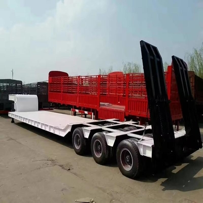 1 ano Serviço pós-venda 3 eixos 50t Lowbed Lowboy Low Flatbed Loader Drop Deck Trailer