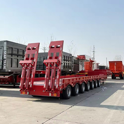 Três linhas seis eixos 40 60ton Long Gooseneck Lowbed Trailer com 1820mm de ferro de rodapé