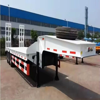 Carregador de escavadeira de 60 t Desembaçável de pescoço de galinha Lowboy Trailer de caminhão de cama baixa Semi-trailer