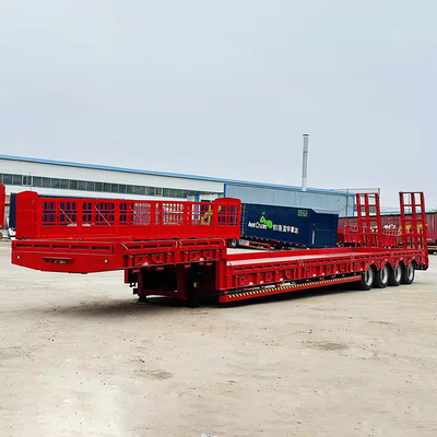 10 Número de pneu Pesado 3 eixos Lowboy Trailer 60 80 100 toneladas Semi-Carrier Low Bed Trailer