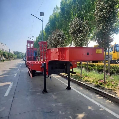Perna de aterragem manual 60 toneladas de carga pesada, reboque de caminhão de cama baixa para transporte de contêineres de 40 pés