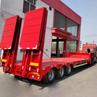 Perna de aterragem manual 60 toneladas de carga pesada, reboque de caminhão de cama baixa para transporte de contêineres de 40 pés