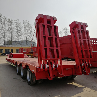 4 eixos Lowboy Semi-remolque de cama baixa para transporte de escavadeiras de 60 70 80 toneladas