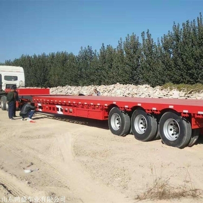 Reboque de aço de piso plano 20FT 40FT 3/4/5 eixos Semi-reboque de piso baixo para transporte de contentores