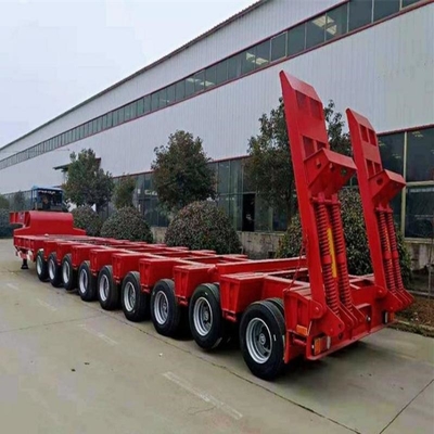 Tipo MacPherson Suspensão 40-80ton 4 eixo Telescópica extensão de cama baixa semi-reboque