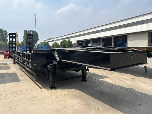 3 eixos 60 toneladas de convés inferior de convés plano de cama baixa semi-reboque para transporte de carga pesada
