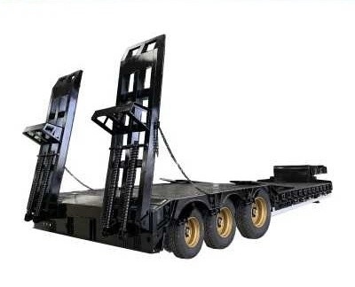 3 eixos 60 toneladas de convés inferior de convés plano de cama baixa semi-reboque para transporte de carga pesada