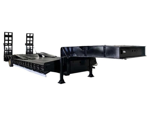 3 eixos 60 toneladas de convés inferior de convés plano de cama baixa semi-reboque para transporte de carga pesada